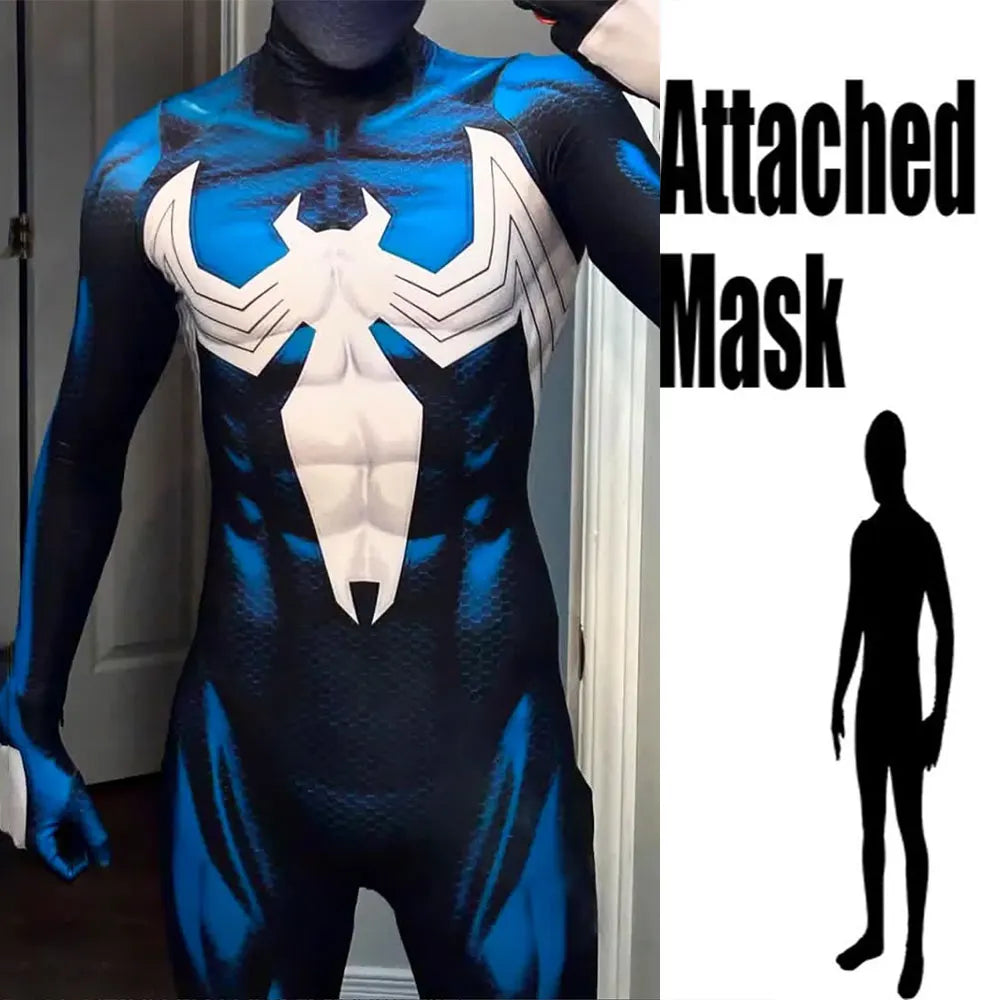 Men Spider 2 Venom Cosplay Costume Halloween Zentai Spiderman Bodysuit Adults Party Suit