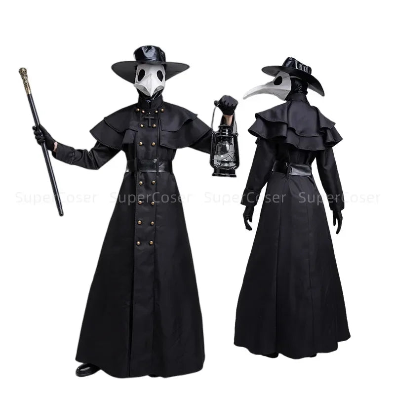 Plague Doctor Hooded Robe Costume – Steampunk Medieval Cloak