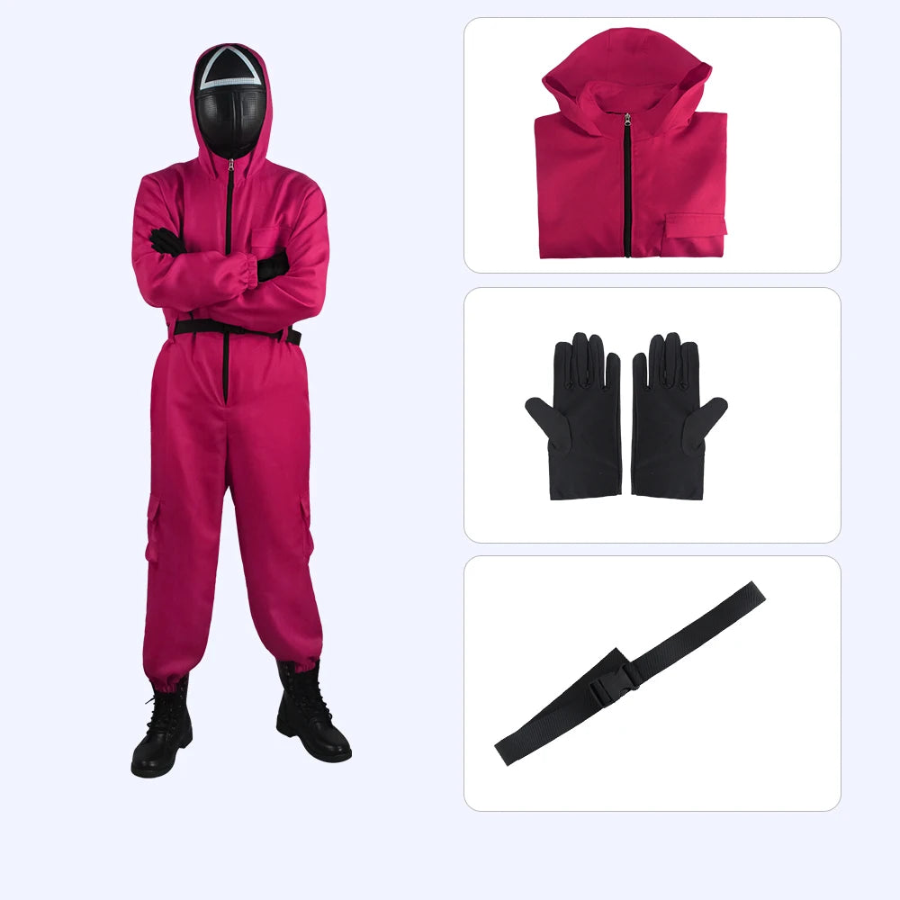 Squid Game Guard Costume – Jumpsuit & Mask Set for Halloween and Cosplay