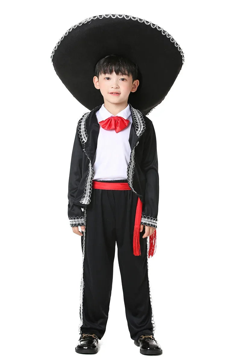 Mexican National Traditional Costume Adult Children COS Masquerade Dance Performance Clothes
