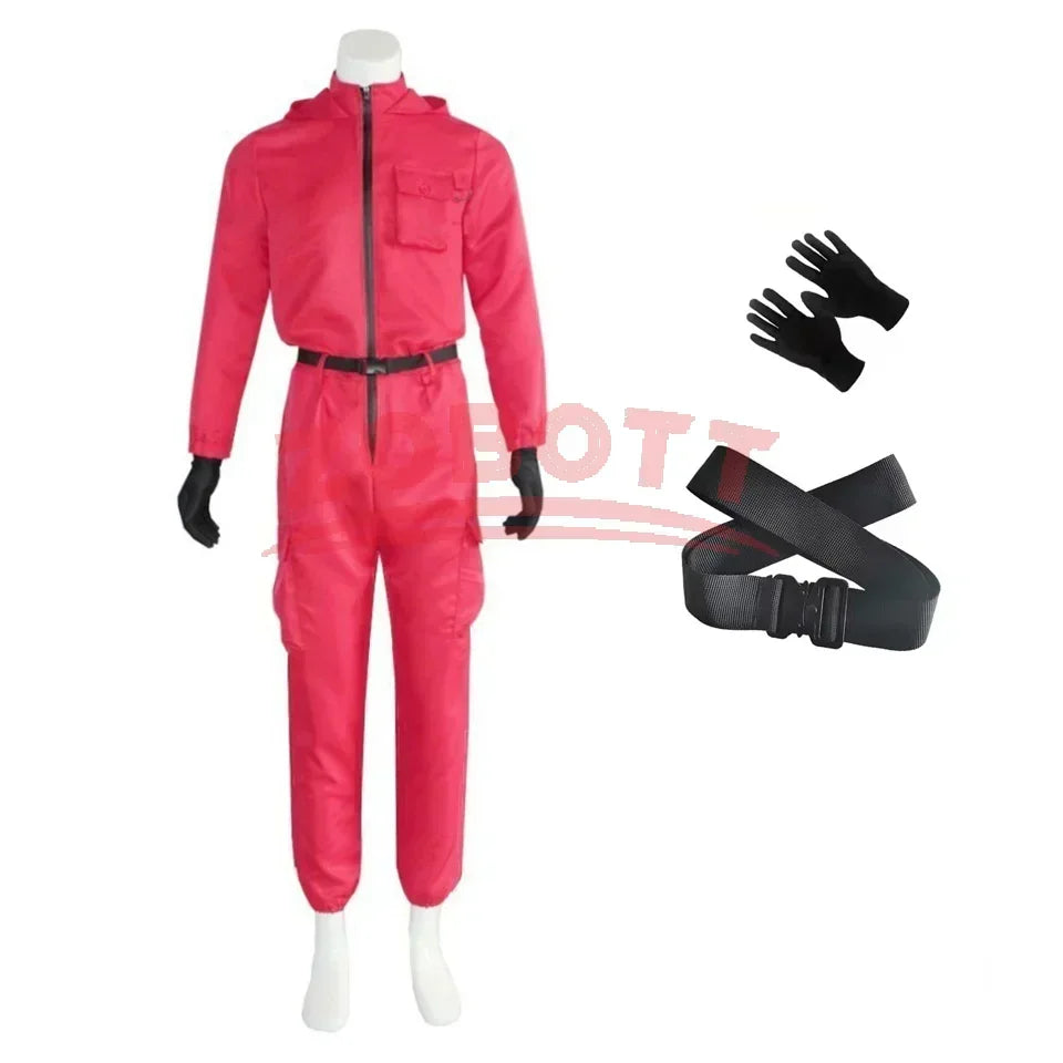 Squid Game Guard Costume – Jumpsuit & Mask Set for Halloween and Cosplay
