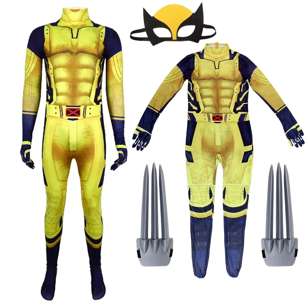 Kids Cosplay Deadpool & Wolverine Movie DEADPOOL Costumes for 3-20 Years Men Role Play Clothes Birthday Christmas Set 100-180cm