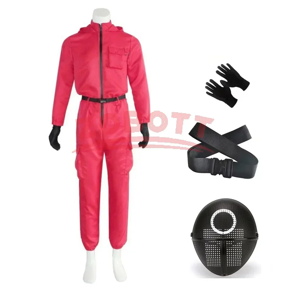 Squid Game Guard Costume – Jumpsuit & Mask Set for Halloween and Cosplay