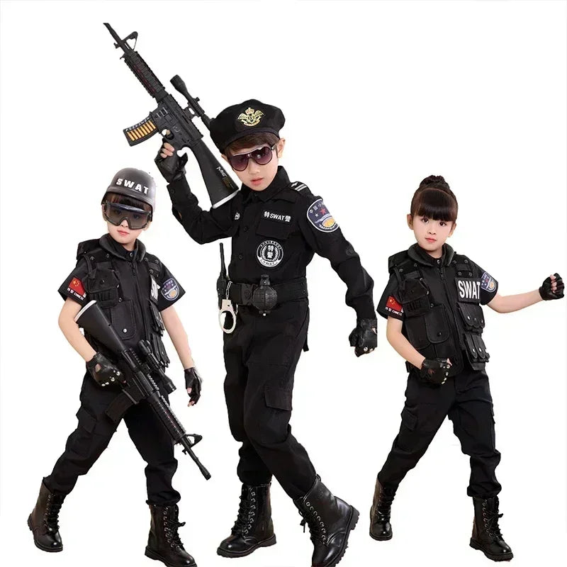 2024 New Halloween Kids Police Costume Cosplay Boys Girls Kid Uniform Police Army Police Clothing Set Party Dress Up Gift