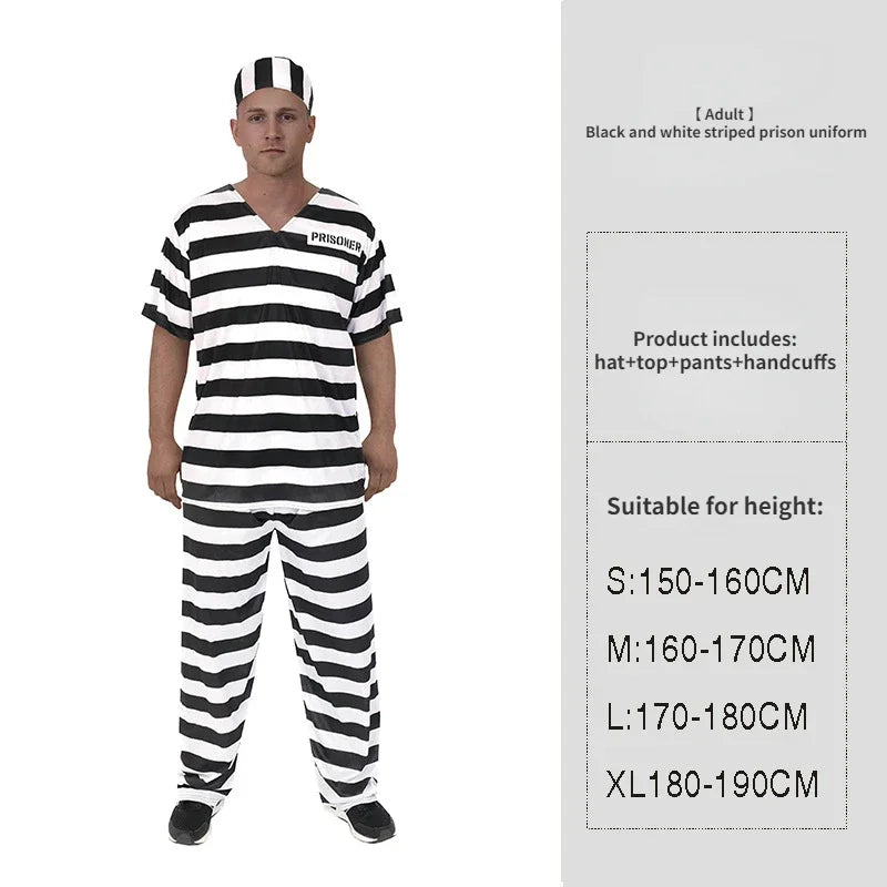 Prisoner Costume Set – Orange Jumpsuit & Jailbird Outfit for Halloween & Parties