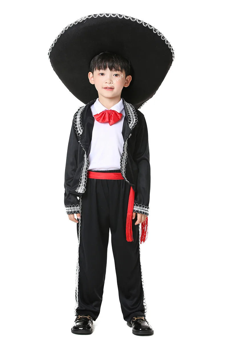 Mexican National Traditional Costume Adult Children COS Masquerade Dance Performance Clothes