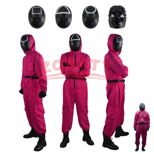 Squid Game Guard Costume – Jumpsuit & Mask Set for Halloween and Cosplay