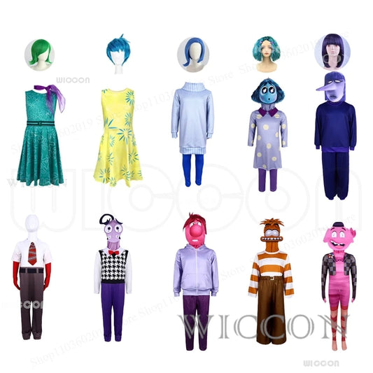 Inside 2 Anime Joy Cospaly Fear Anger Disgust Sadness Envy Ennui Roleplay Costume Wig Outfit Adults Kids Party Halloween Set