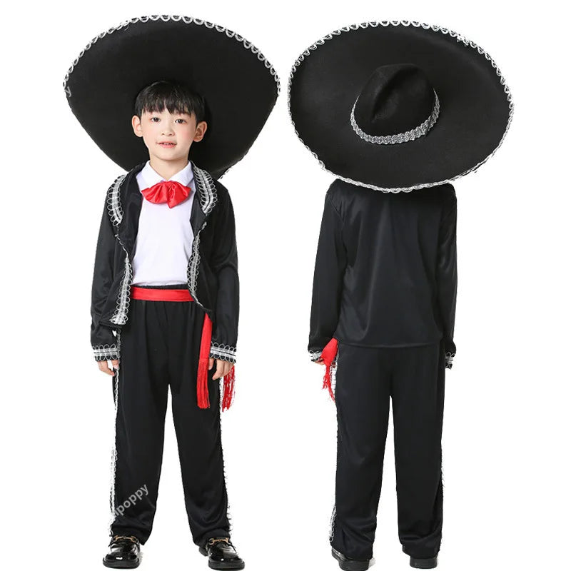 Mexican National Traditional Costume Adult Children COS Masquerade Dance Performance Clothes