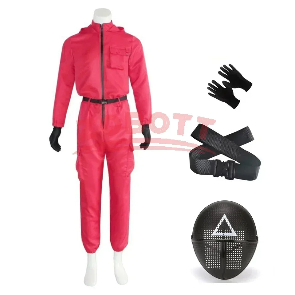 Squid Game Guard Costume – Jumpsuit & Mask Set for Halloween and Cosplay