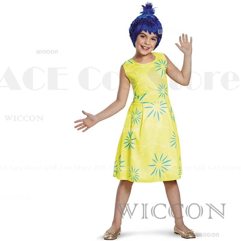 Inside 2 Anime Joy Cospaly Fear Anger Disgust Sadness Envy Ennui Roleplay Costume Wig Outfit Adults Kids Party Halloween Set