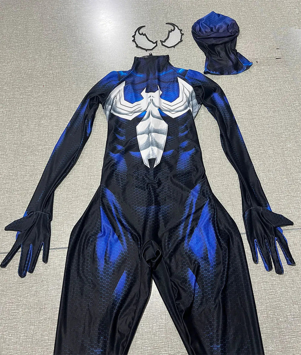 Men Spider 2 Venom Cosplay Costume Halloween Zentai Spiderman Bodysuit Adults Party Suit