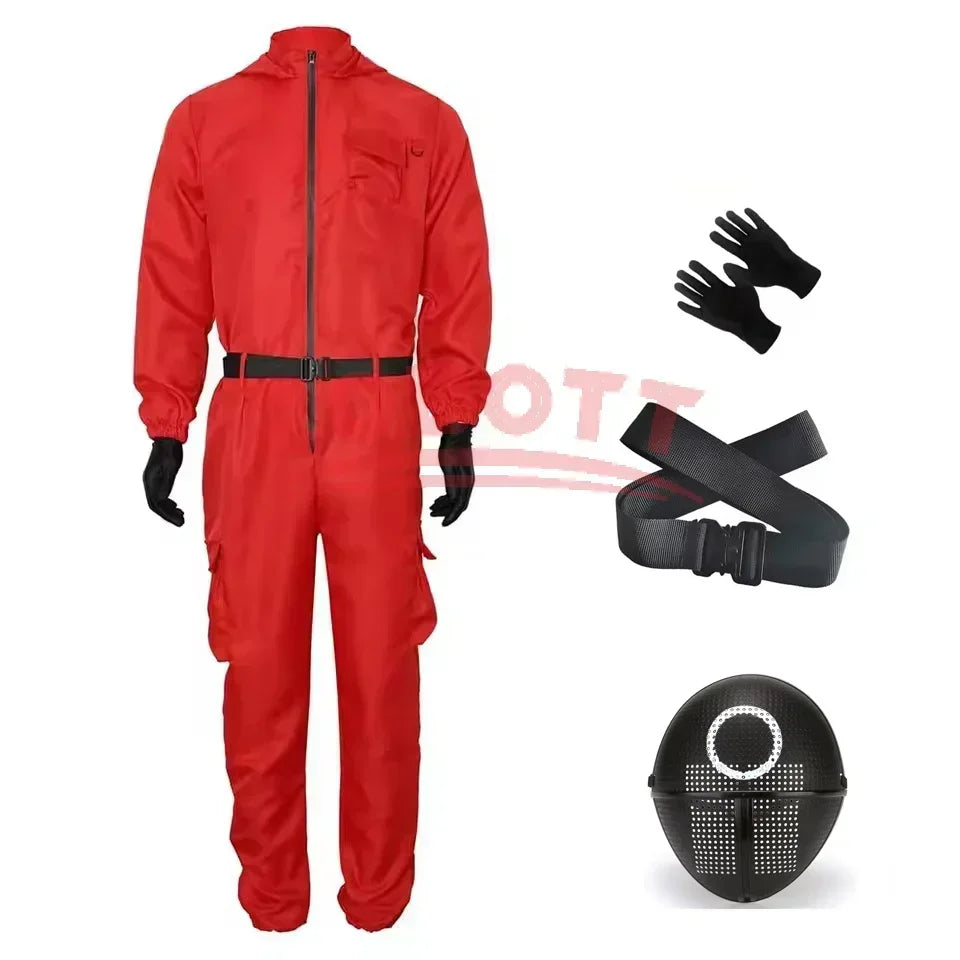 Squid Game Guard Costume – Jumpsuit & Mask Set for Halloween and Cosplay