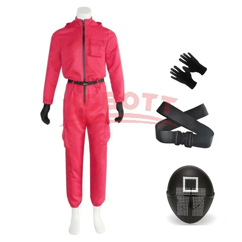 Squid Game Guard Costume – Jumpsuit & Mask Set for Halloween and Cosplay