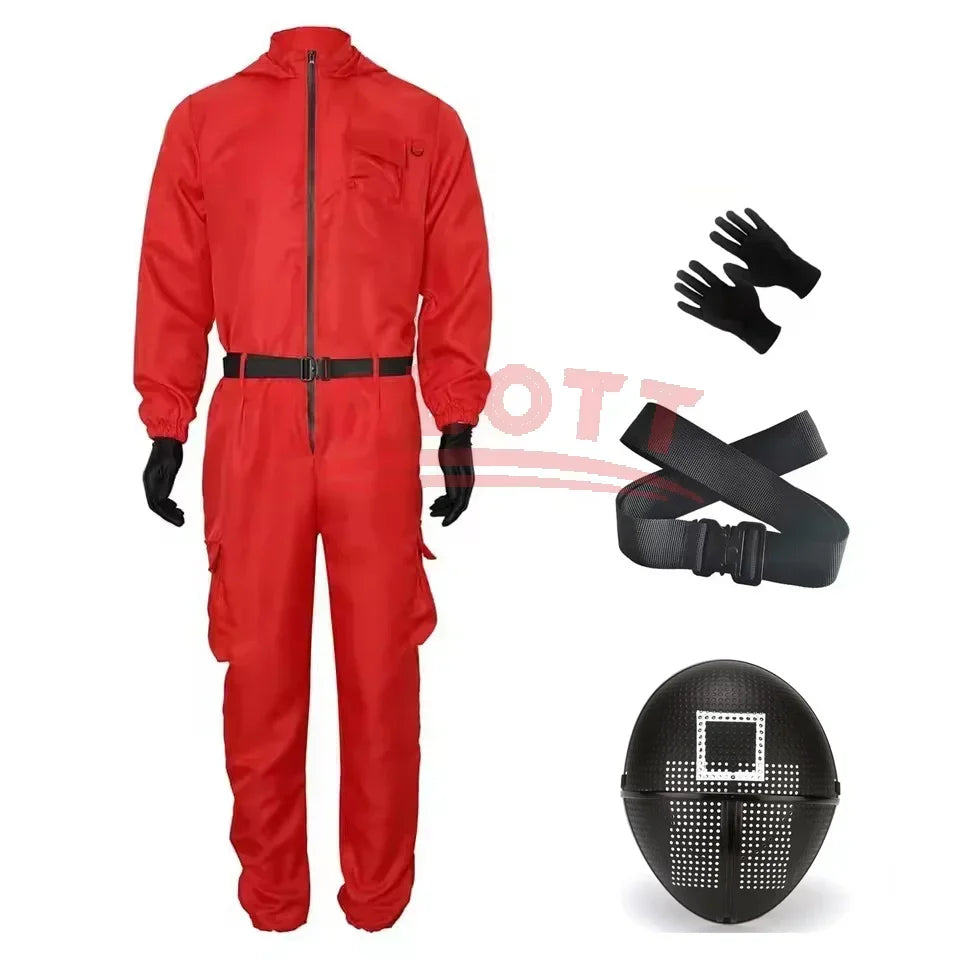 Squid Game Guard Costume – Jumpsuit & Mask Set for Halloween and Cosplay