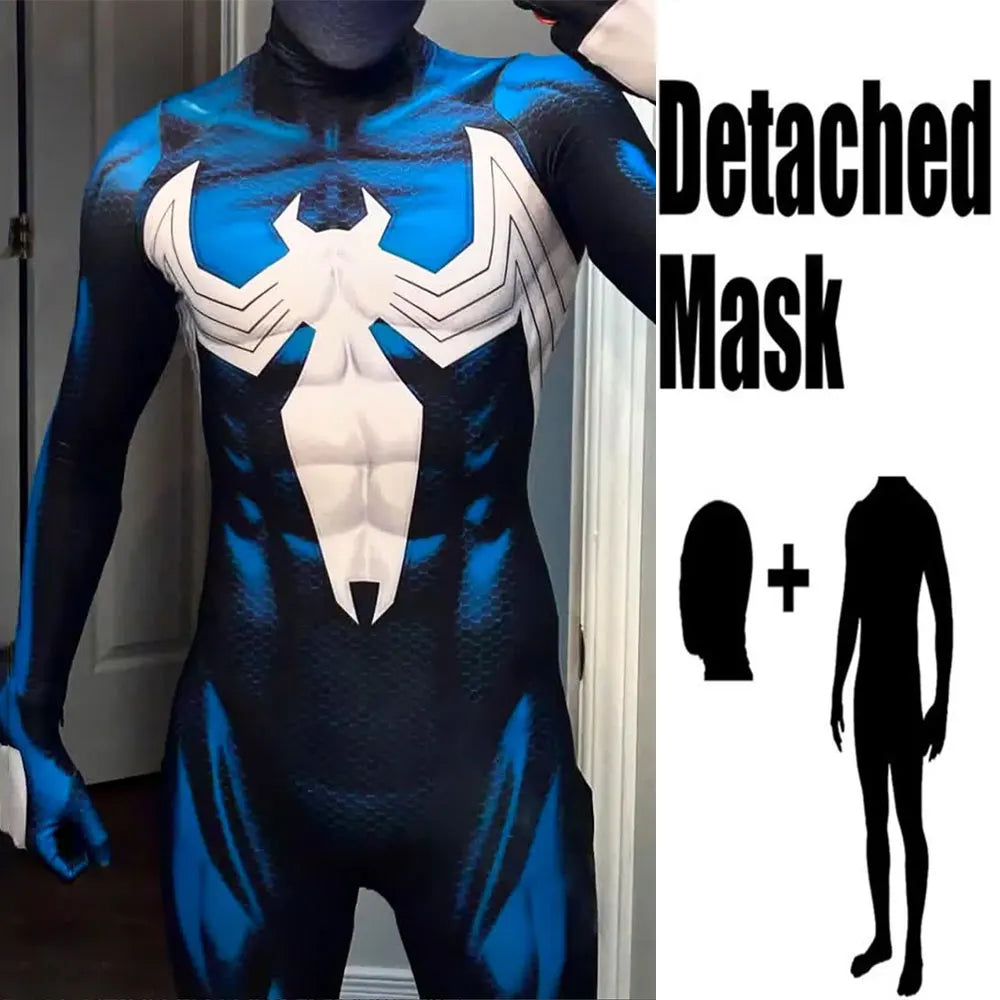 Men Spider 2 Venom Cosplay Costume Halloween Zentai Spiderman Bodysuit Adults Party Suit