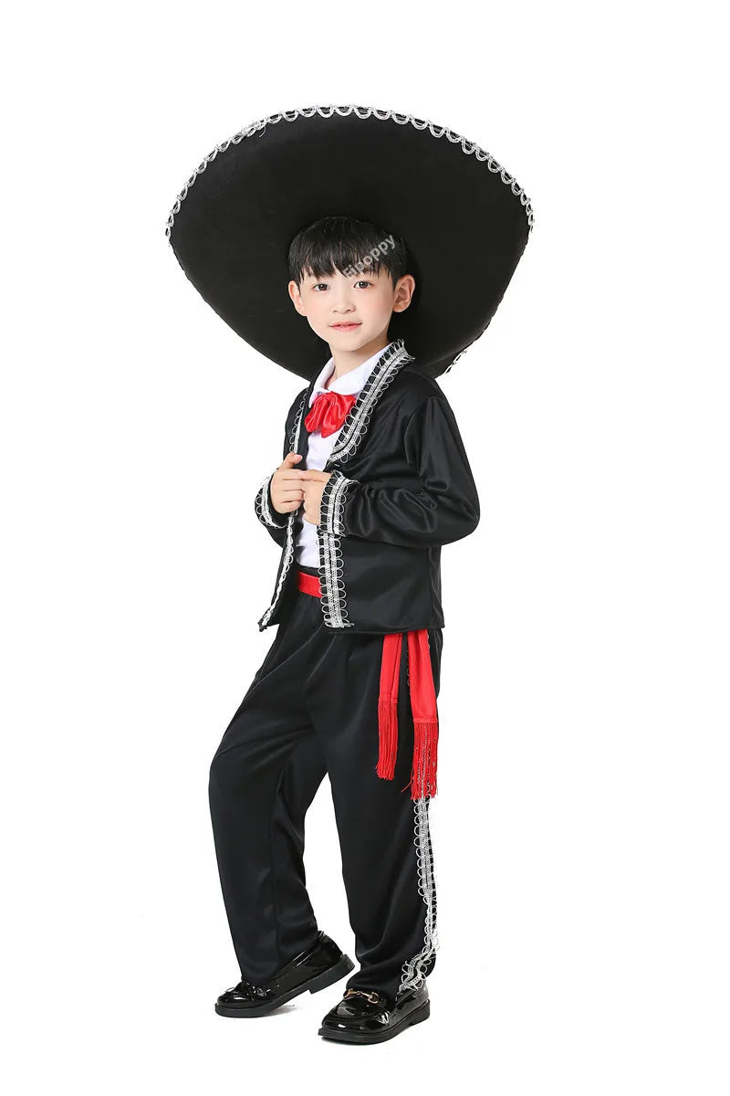 Mexican National Traditional Costume Adult Children COS Masquerade Dance Performance Clothes