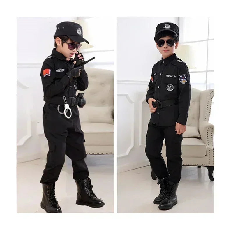 2024 New Halloween Kids Police Costume Cosplay Boys Girls Kid Uniform Police Army Police Clothing Set Party Dress Up Gift