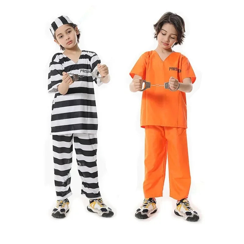 Prisoner Costume Set – Orange Jumpsuit & Jailbird Outfit for Halloween & Parties